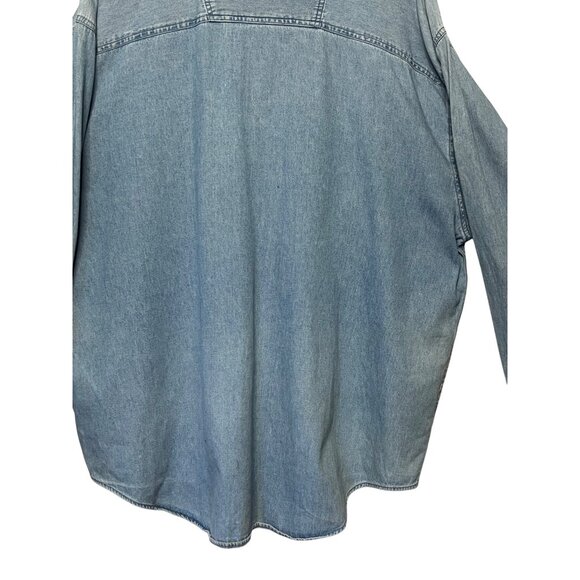 Vintage Men's XXL Denim Shirt Embroidered Star Stripe Design Pockets Y2K Westen - Picture 7 of 16